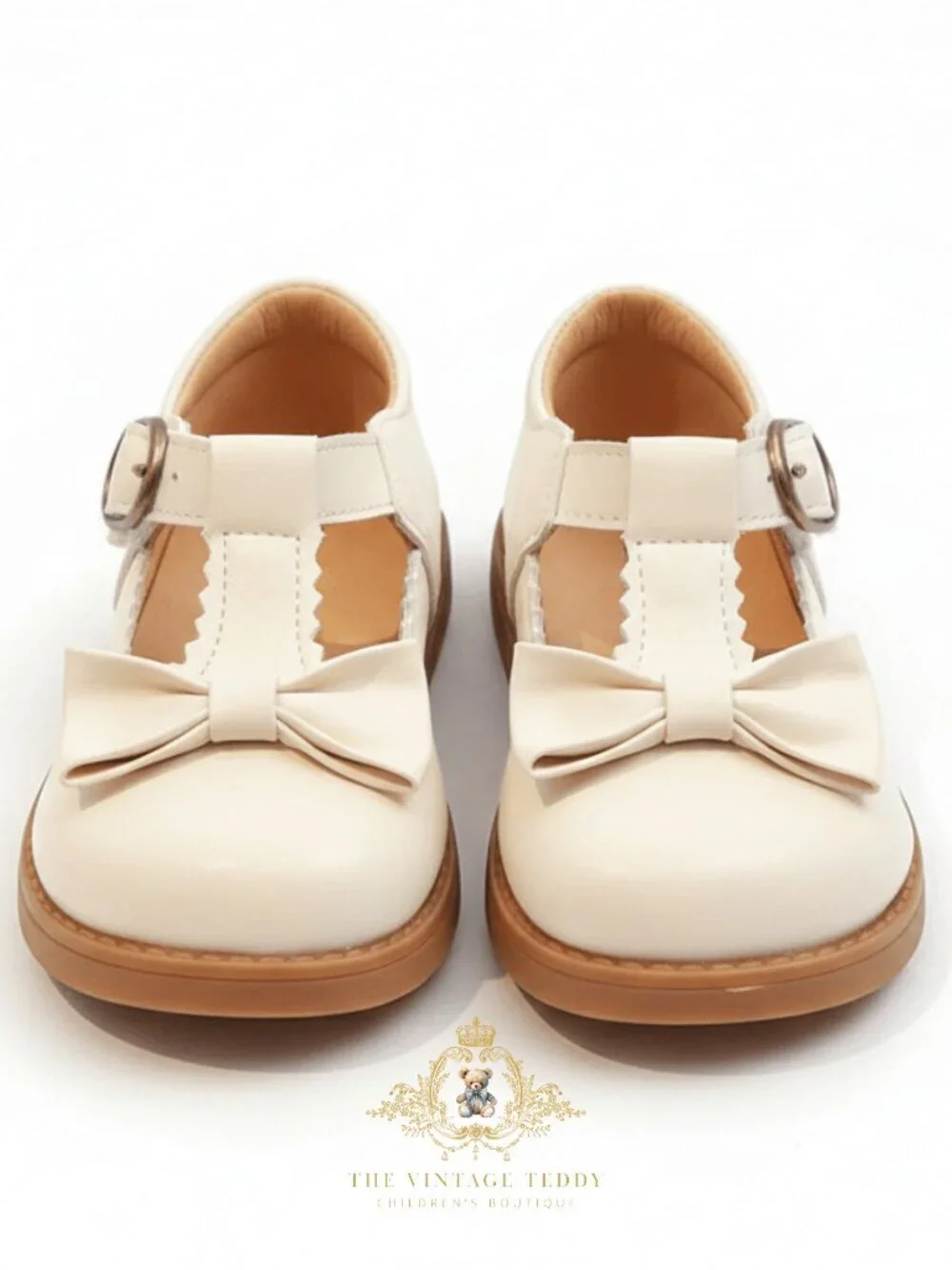 NWT Pretty Girls Mary Jane Flats Children's Shoes, Kids, Toddlers Bows Cream 7